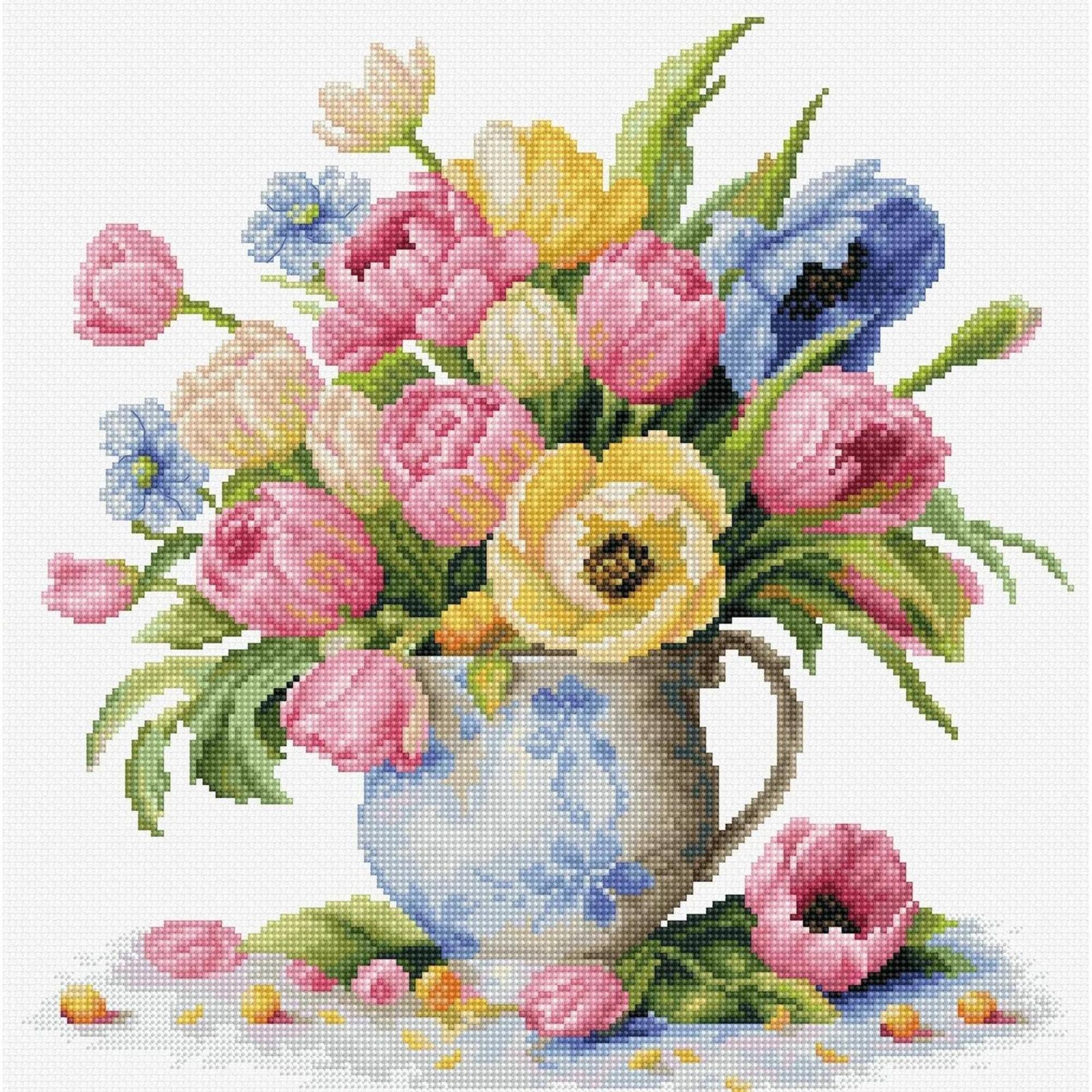 Luca-S Tulips Bouquet Counted Cross Stitch Kit